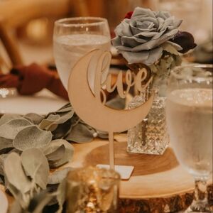 Wooden Moon Table Number Decor